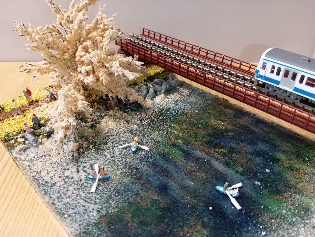 Nゲージ 鉄道模型 桜の風景ジオラマ（その4)