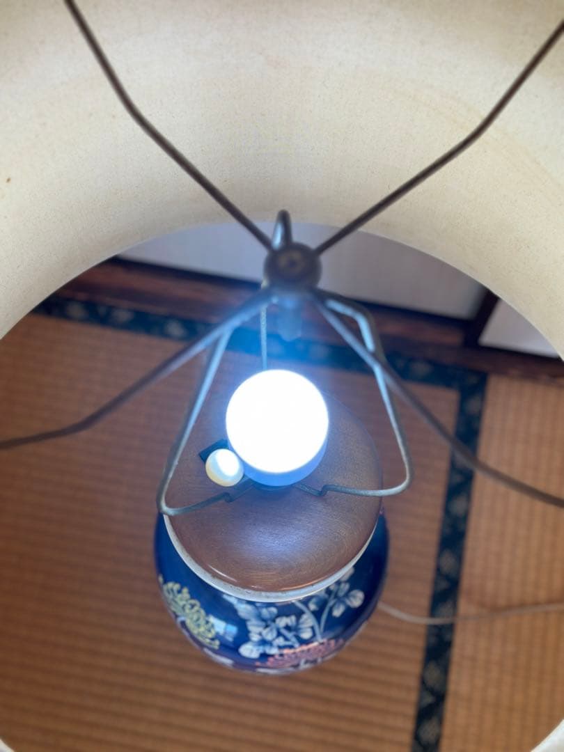 和風 陶器製 フロアランプ（有田焼・伊万里焼風 花柄）