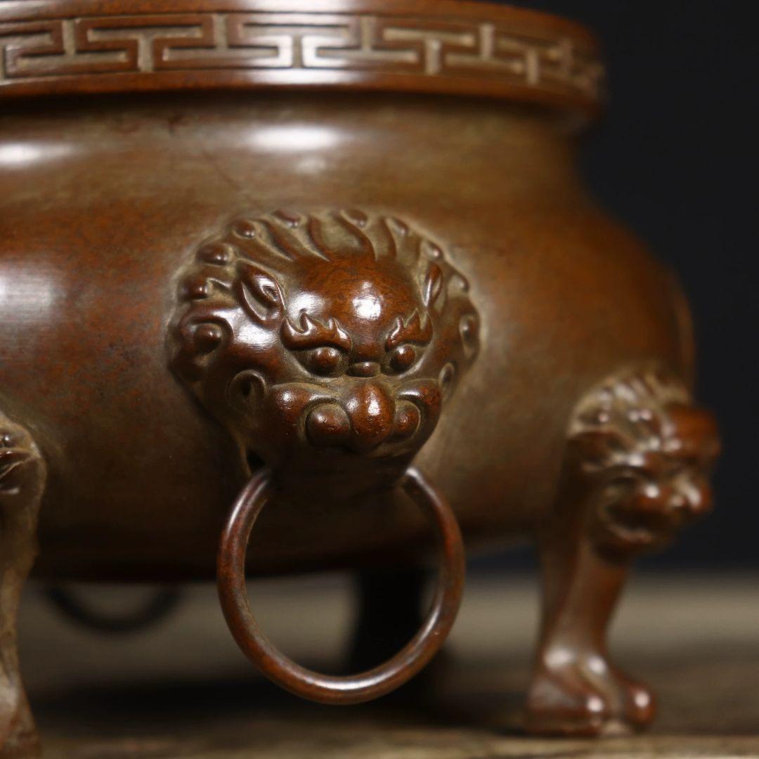 銅製 香炉 三足香炉 龍鳳香炉 薫香炉 仏堂挿し香炉 装飾品 工芸品 置物