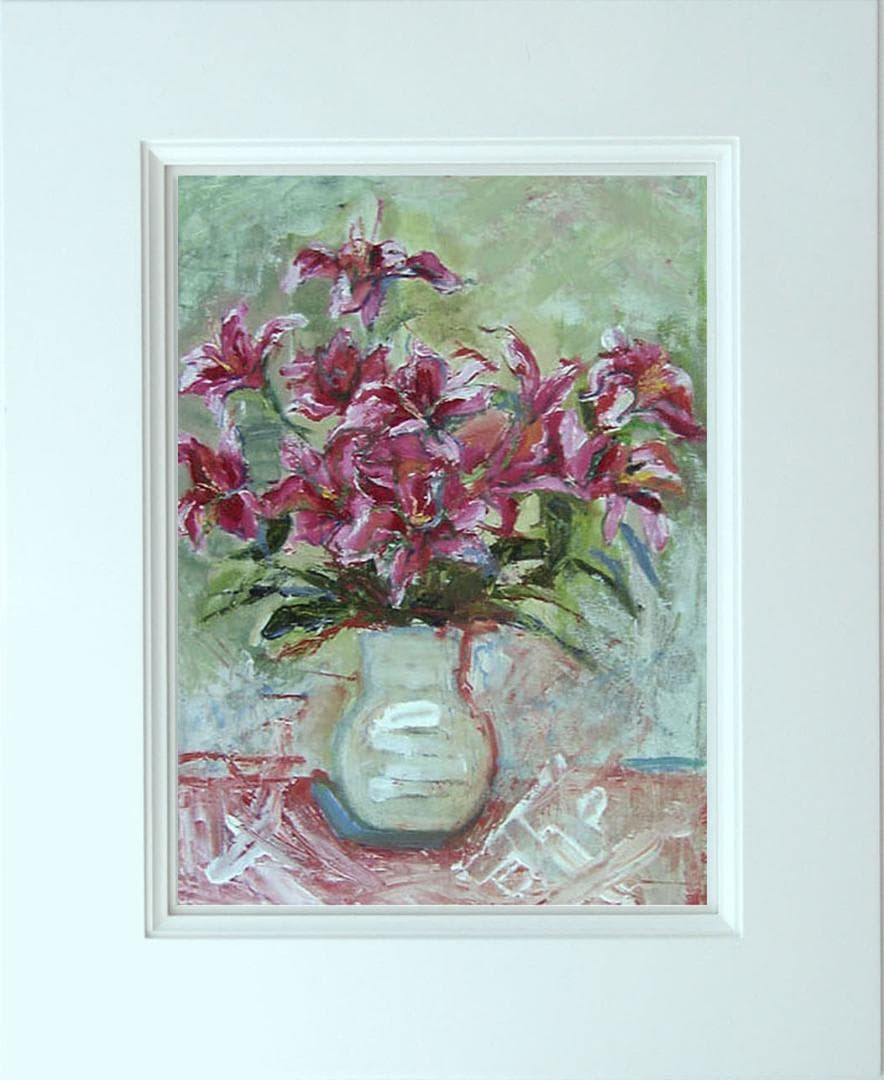 油絵 菅家令子 絵 絵画 インテリア uF6-070902 花 ゆり