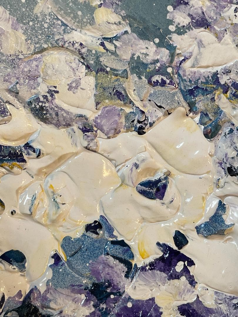 「真作」立川広己『パープルの花』静物画　油彩画　額装　サイン有り　F6号