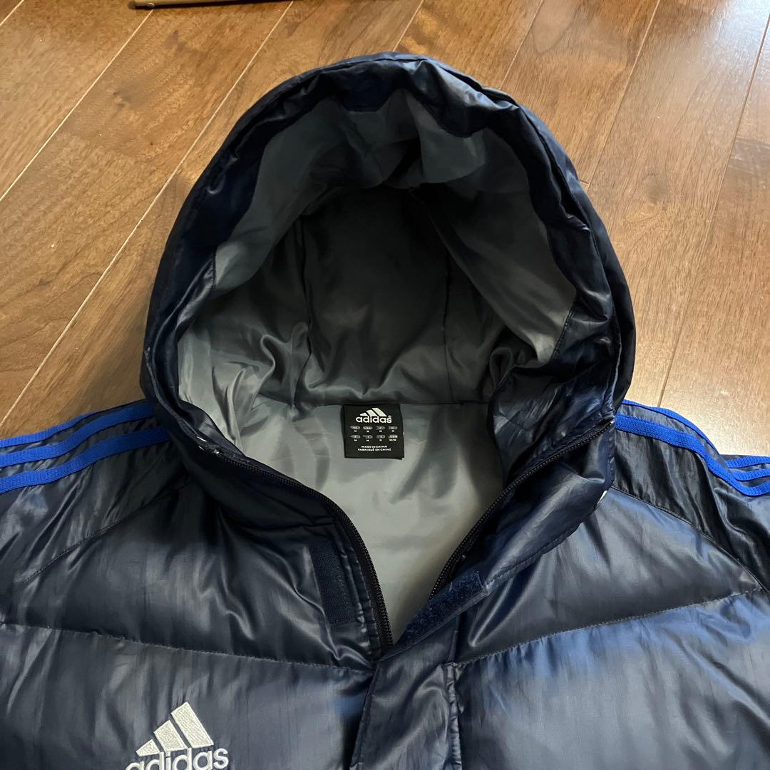 adidas フード付きロングコート ネイビー