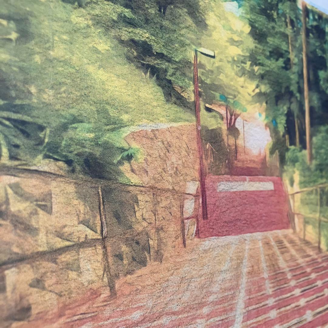 ジブリアート⑧耳をすませばより「桜ヶ丘の階段より」32.7㎝×24.0㎝　額装品
