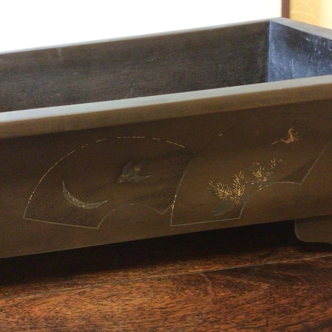 水盤　真鍮　花器　華道具　いけばな　双獣耳　時代物　骨董品