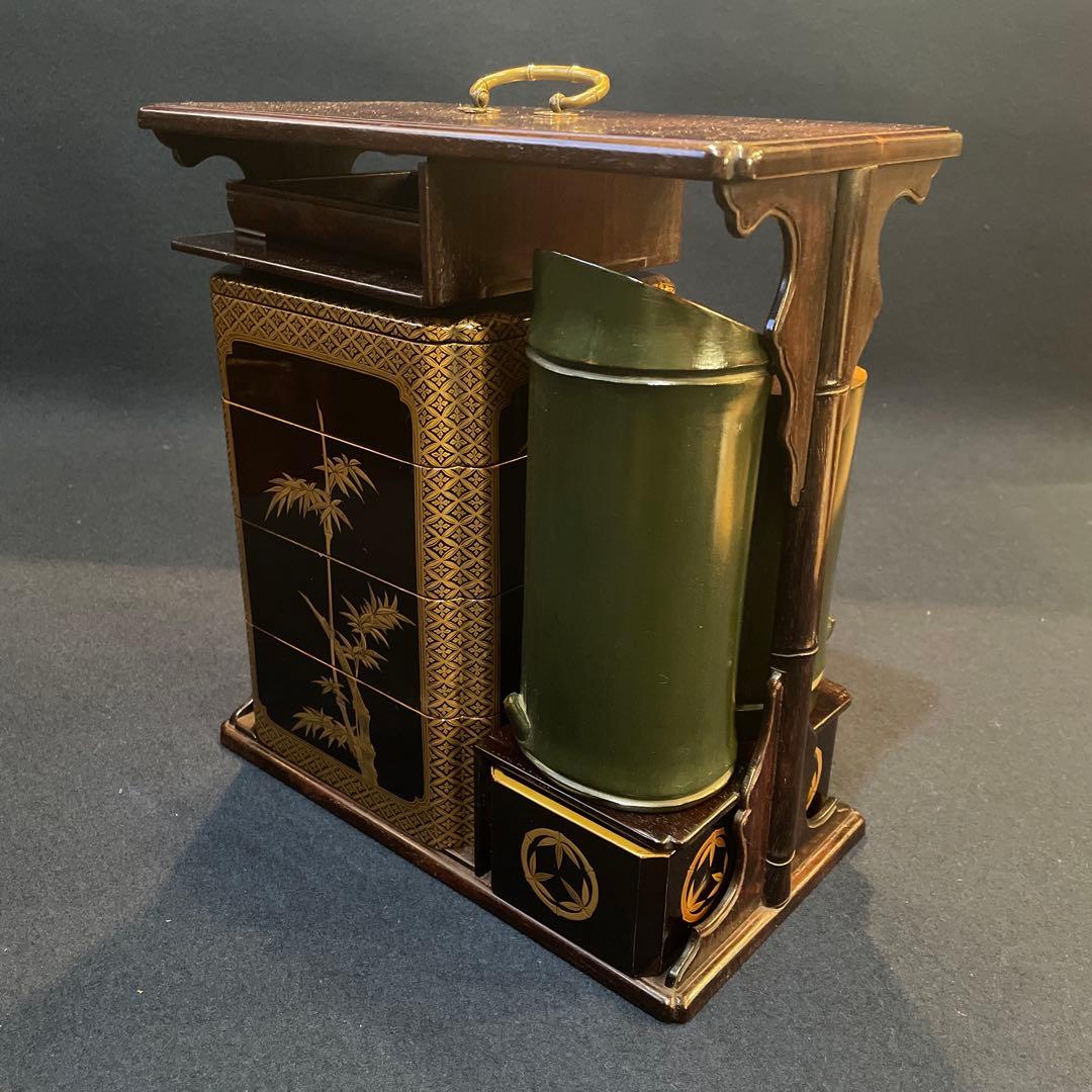 時代物　『野弁当箱』　木製漆器　※状態良好　木箱付　漆器