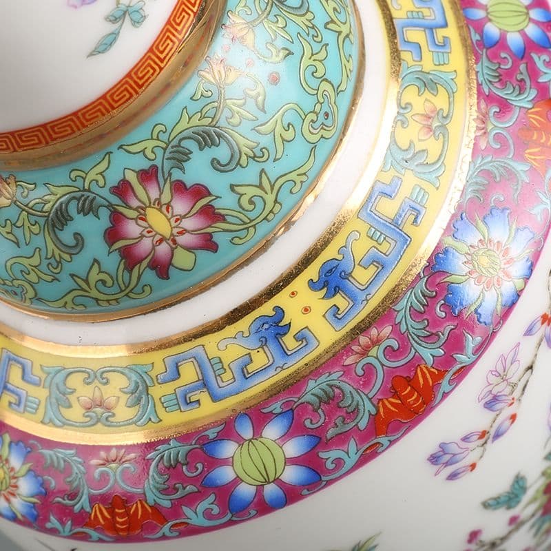 景徳鎮 陶磁花瓶 琺瑯粉彩花鳥賞瓶 装飾品 現代工芸品 美術品 置物