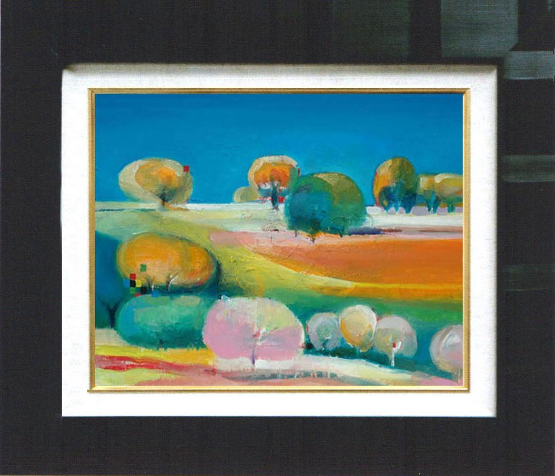 油絵 菅家令子 絵 絵画 インテリア 額付(白) uF6-110809 風景