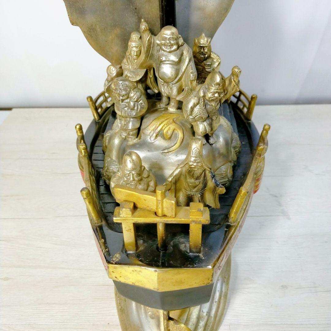 銅製 大型 宝船 寶舟 七福神 置物 オブジェ