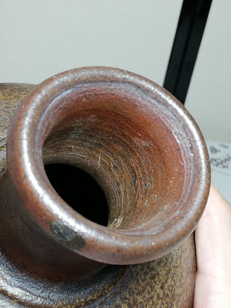 江戸末期 古備前 二升徳利 備前焼 窯印 木村の作 花入 フラワーベース 花器
