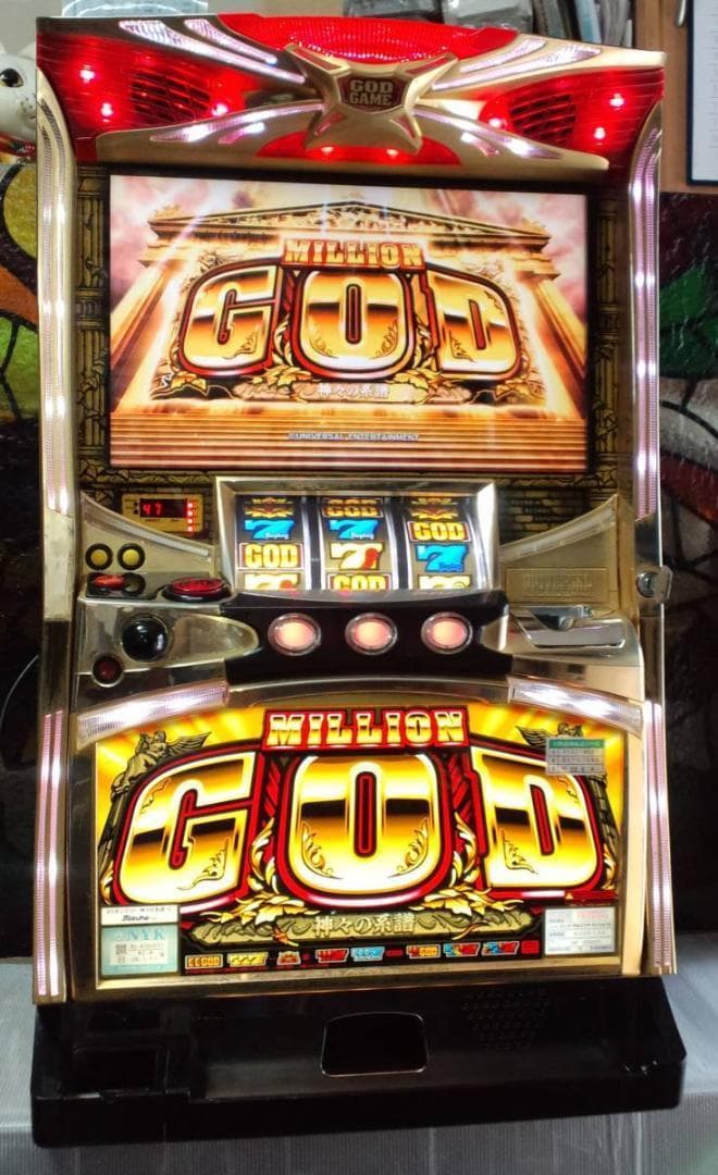 パチスロ実機★ミズホ★ミリオンゴッド～神々の系譜～★オートプレイ付不要機付