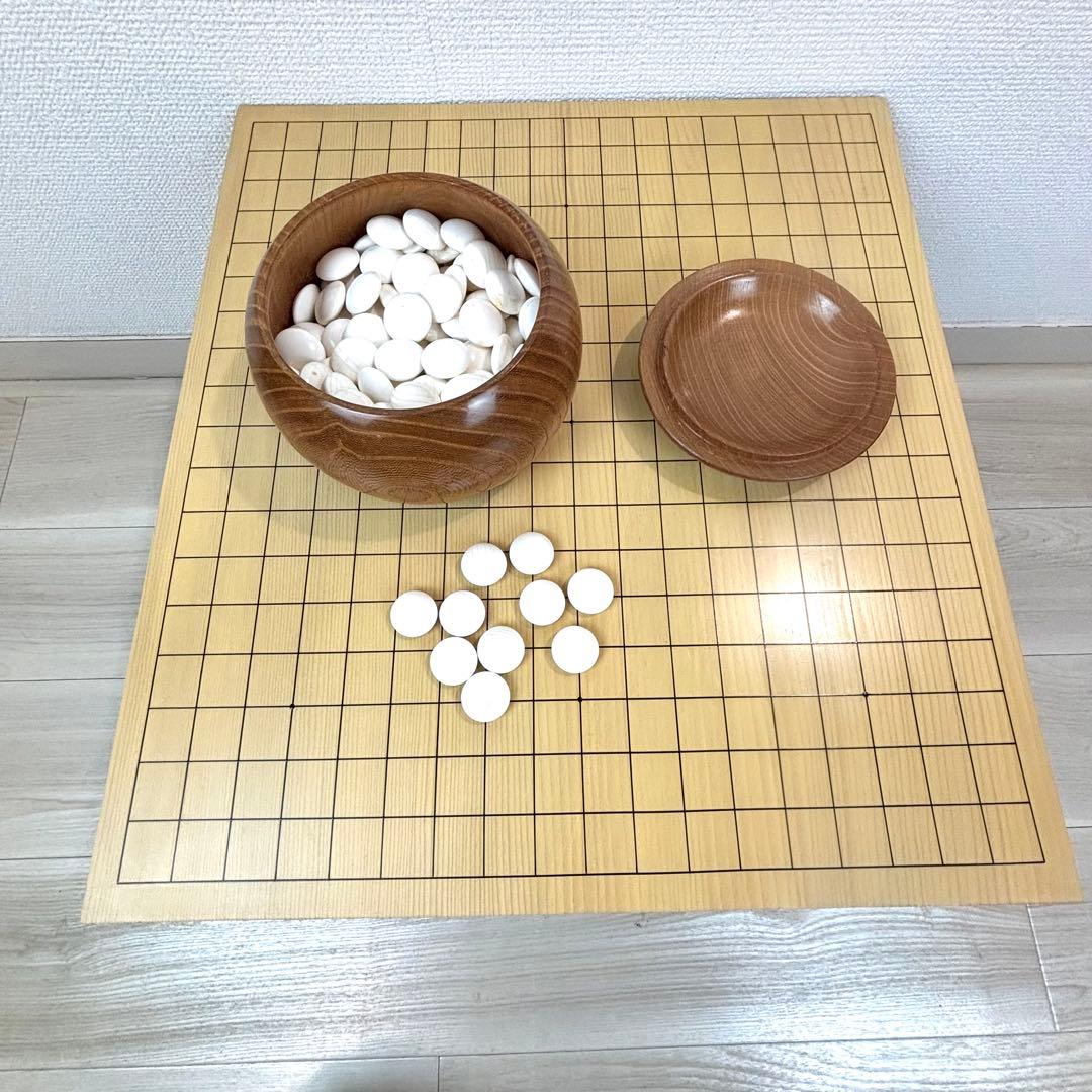 【美品】新榧　天地柾　碁盤蛤碁石号　碁笥セット 高級品　桐箱　碁盤へそ