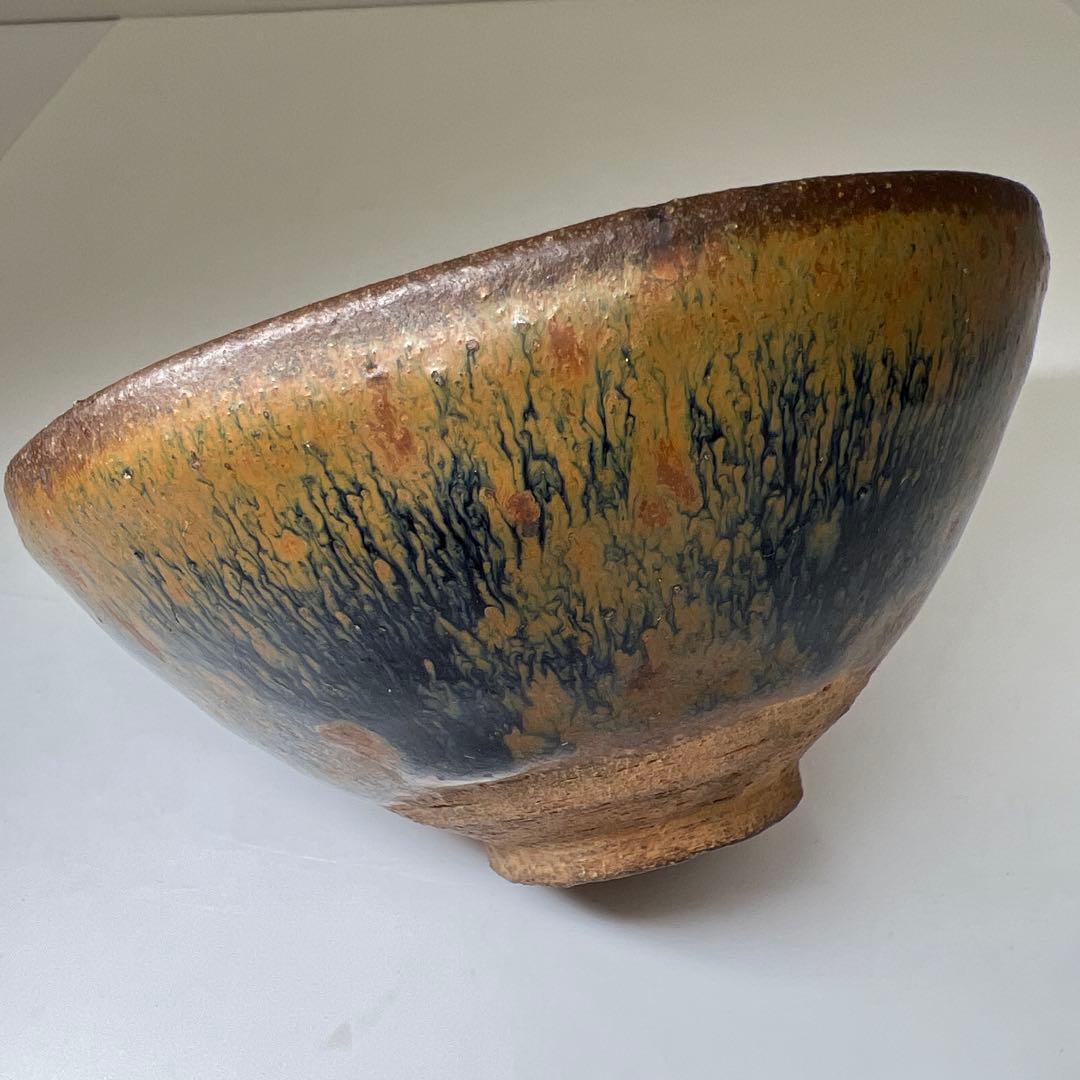 中国古玩　天目茶碗　口径約12㎝　東Y8-0204☆2Fタカサ