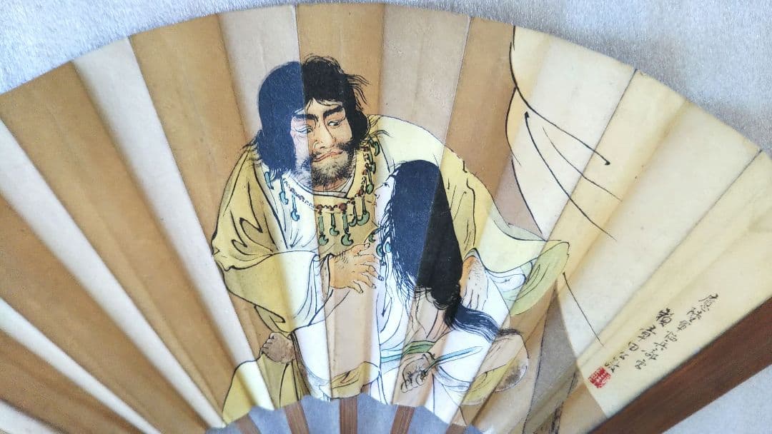 【超希少／明治／骨董品】日露戦争 扇子 陸軍印鑑入 陸軍 従軍 明治時代 肉筆