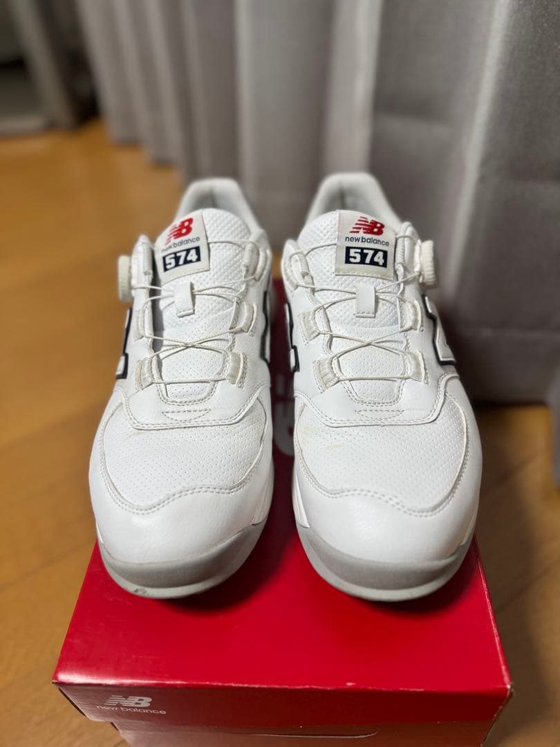 【aka】ゴルフシューズNew Balance 574 ホワイト/ネイビー