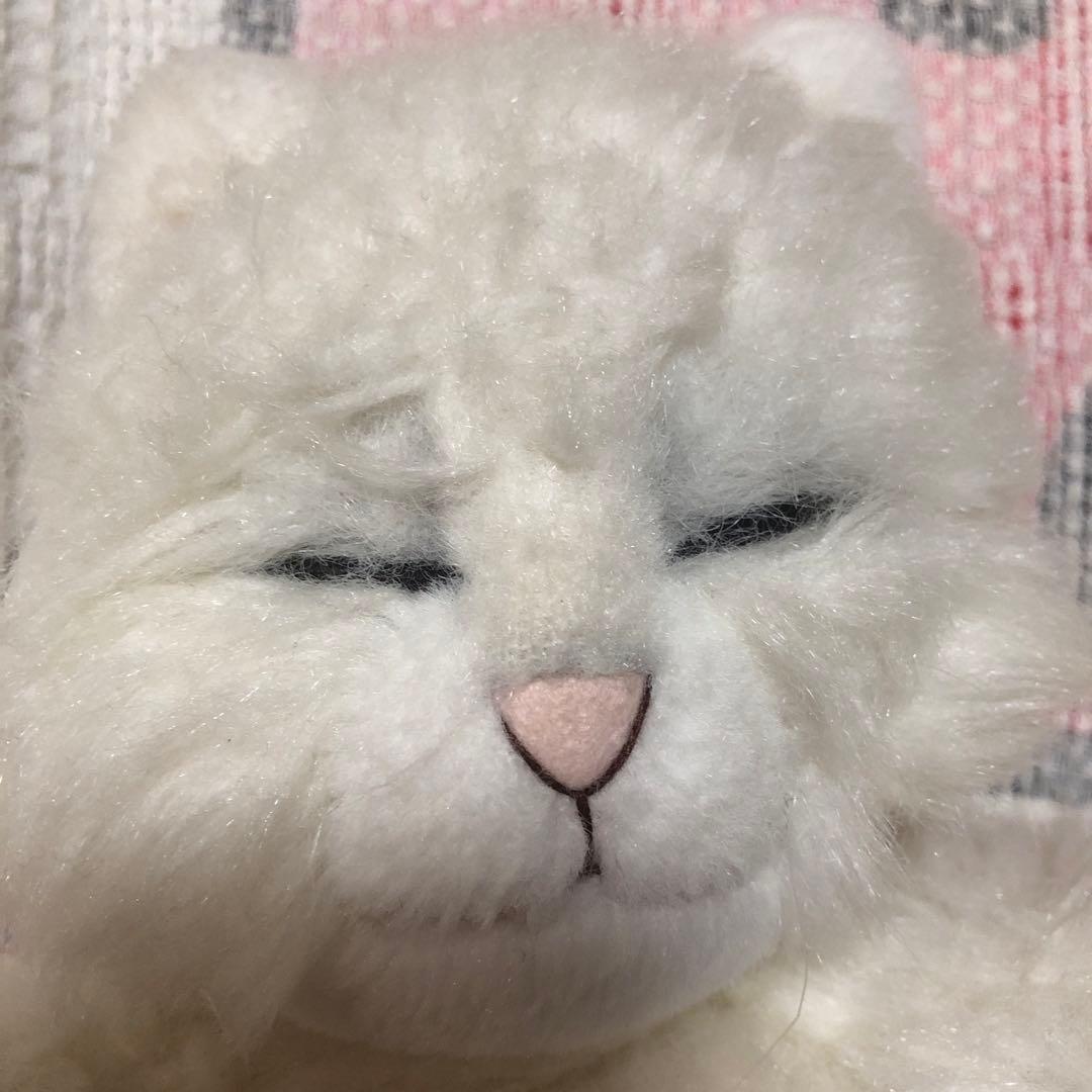 オリエンタルトーイ　ジョリーマンマ　シロネコ　眠り猫ぬいぐるみ　中古品