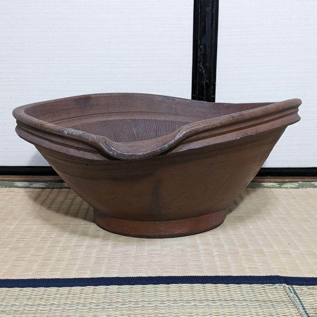 江戸末～明治期 古備前 緋襷擂鉢 備前焼 すり鉢 花器 花入 フラワーベース