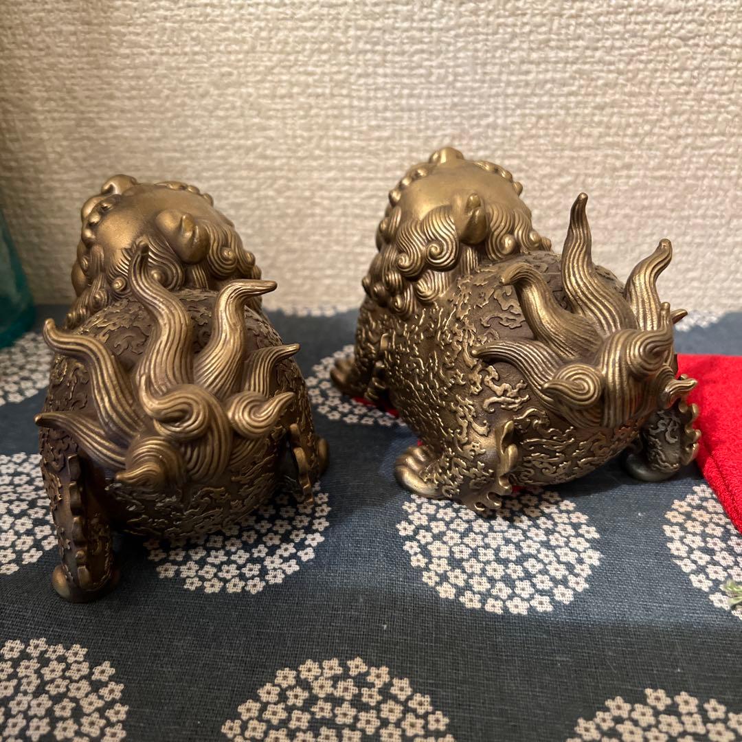 銅製置き物　ヒキュウ　貔貅　一対