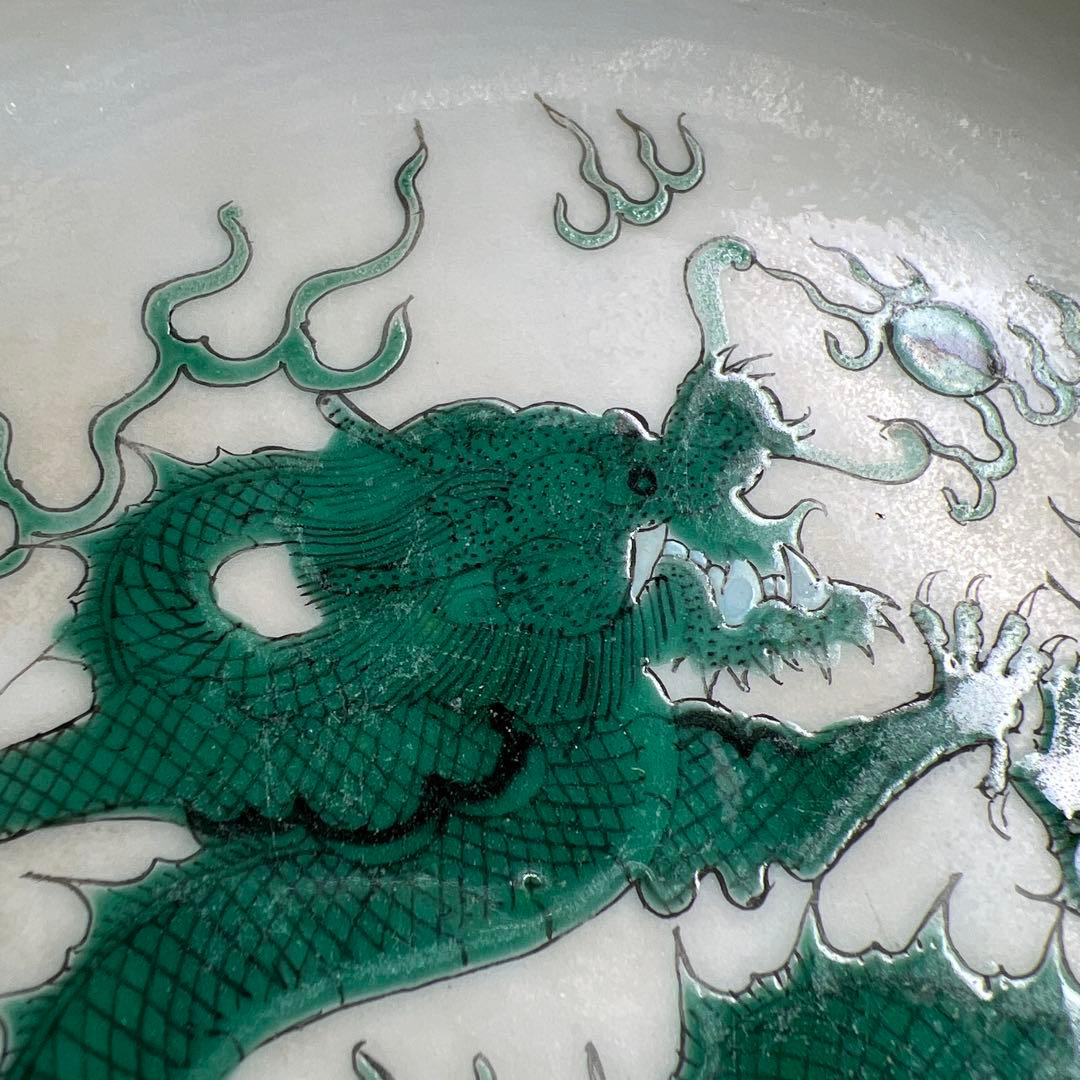 中国古玩　粉彩龍図鉢　幅約13㎝　東Y8-0105☆2Fタカチ