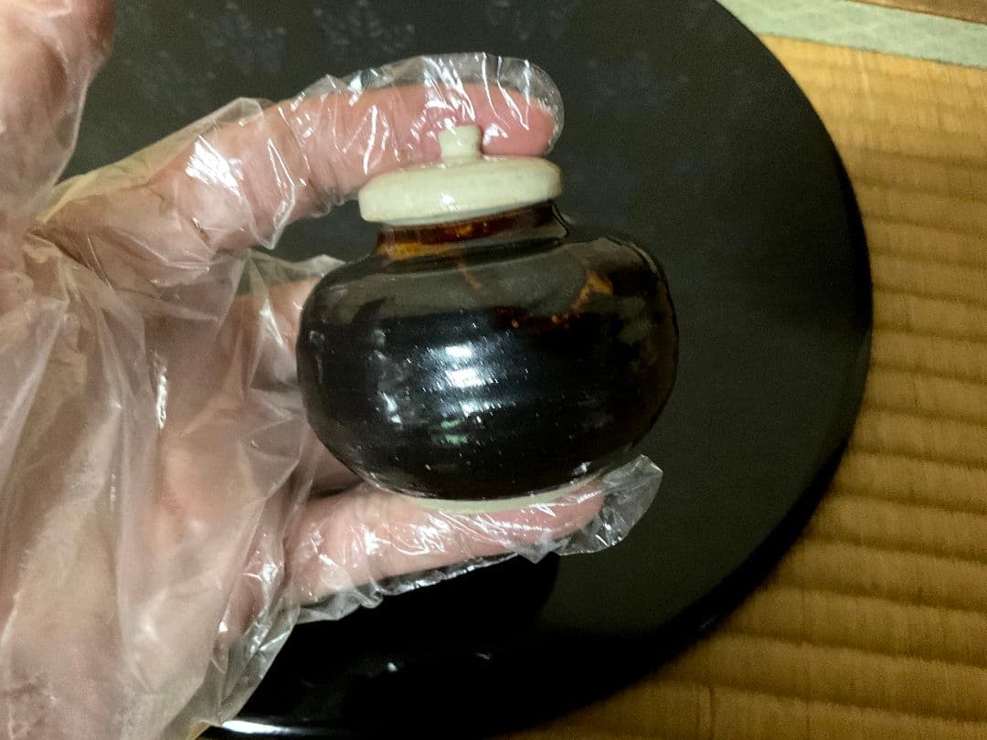 赤膚焼　二代目 小川二楽作　茶入　文琳　肩衝