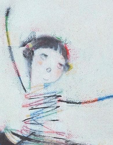 油絵 菅家令子 絵 絵画インテリア額付(黒) F4-071820女の子 スケート