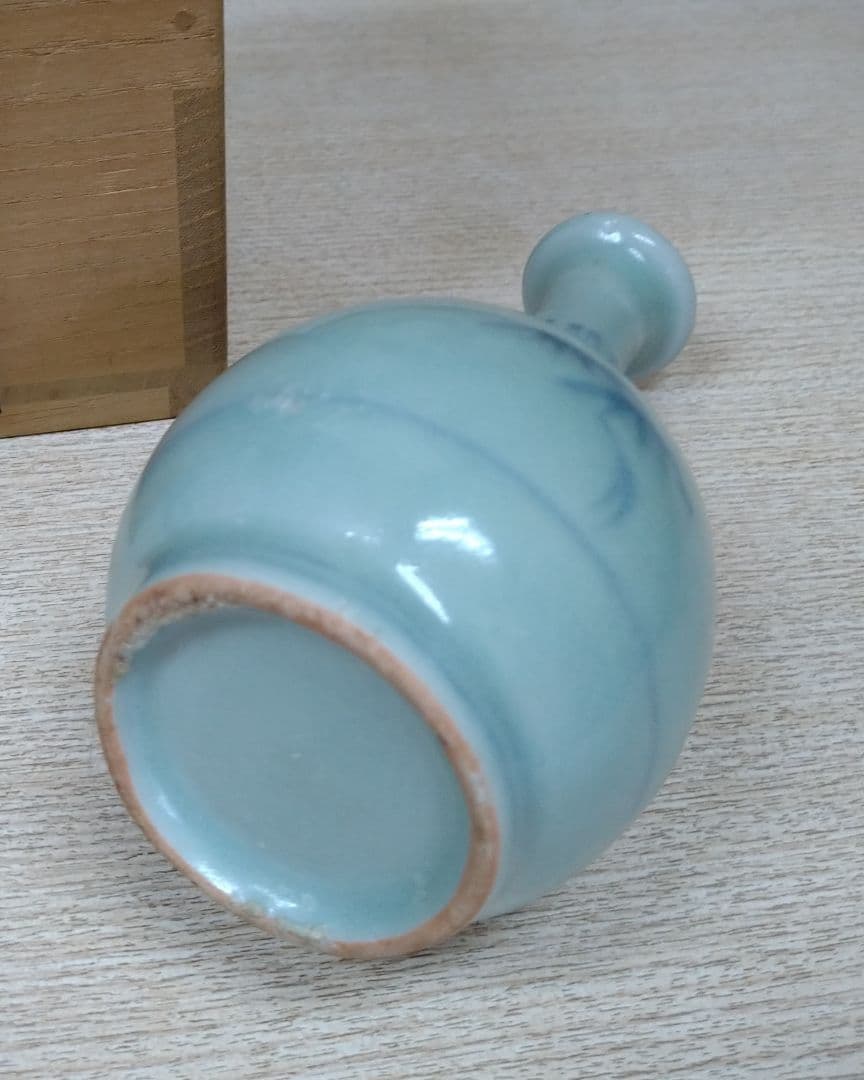 初期伊万里青磁梅松染付徳利 r5冬27