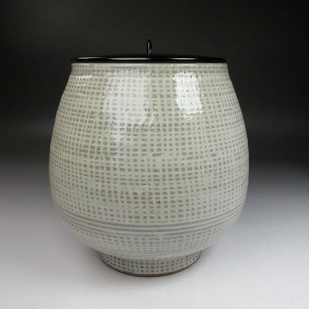 Ｗ１５１　水指　『阿漕焼』『三島芋頭　水指』『福森比路志』　共箱　茶道具