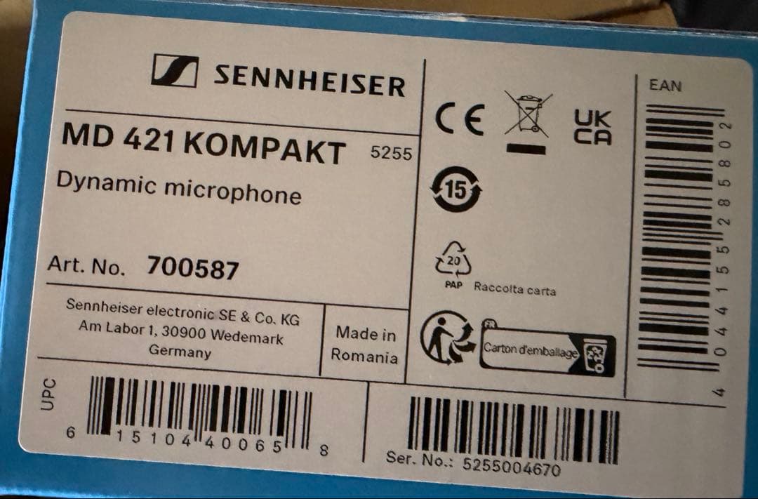【新品未開封】ゼンハイザー　MD421 KOMPAKT ダイナミックマイク