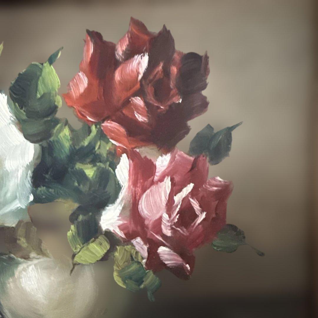 綺麗な薔薇が描かれてる油彩画 キャンパス約36 cmX29cm.