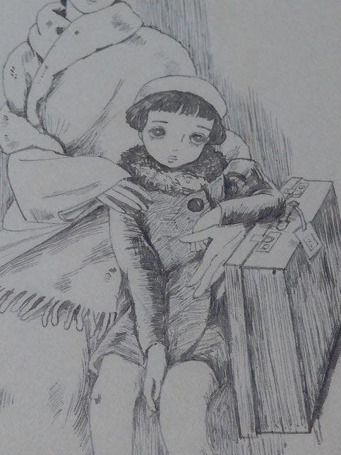 大正ロマンの画家、山根幸雄／由紀雄の肉筆の画稿です。中原淳一と同時代です／４