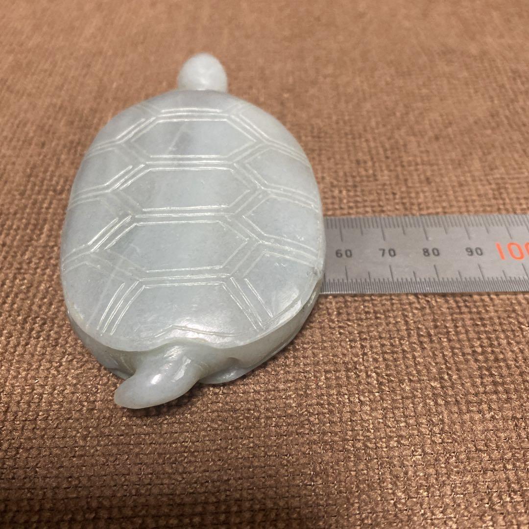 翡翠 亀 置物