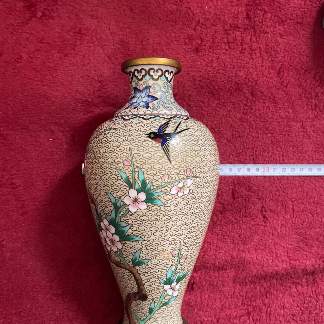 中国琺瑯花図紋瓶 （銅）