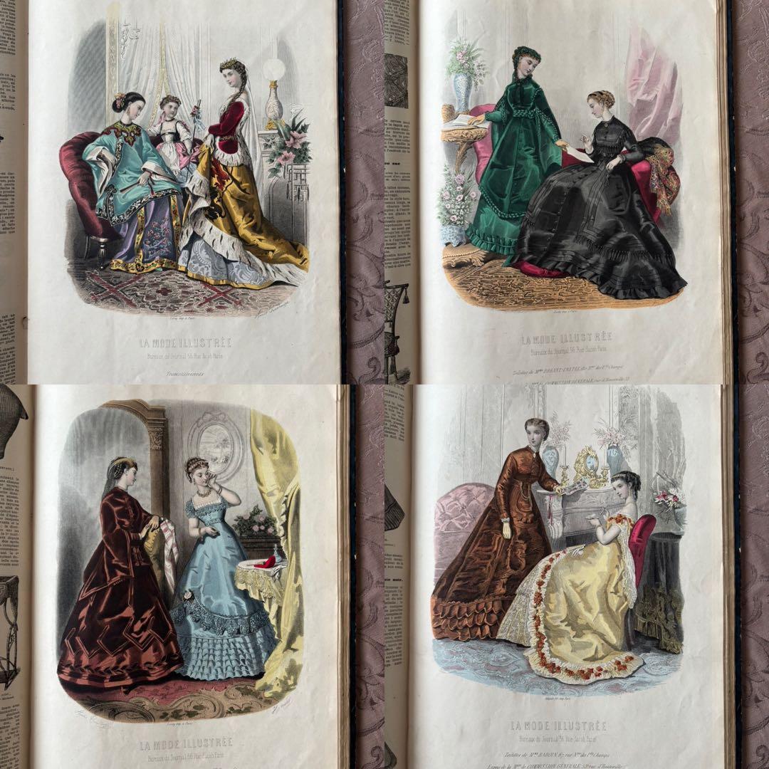 フランスアンティークファッションプレート合本 モード銅版画1867年