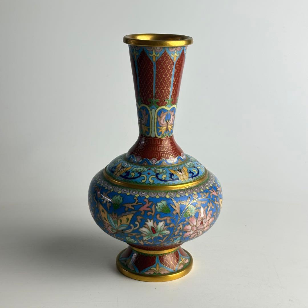 中国 古美術 花器 花入 花瓶 七宝焼 景泰藍