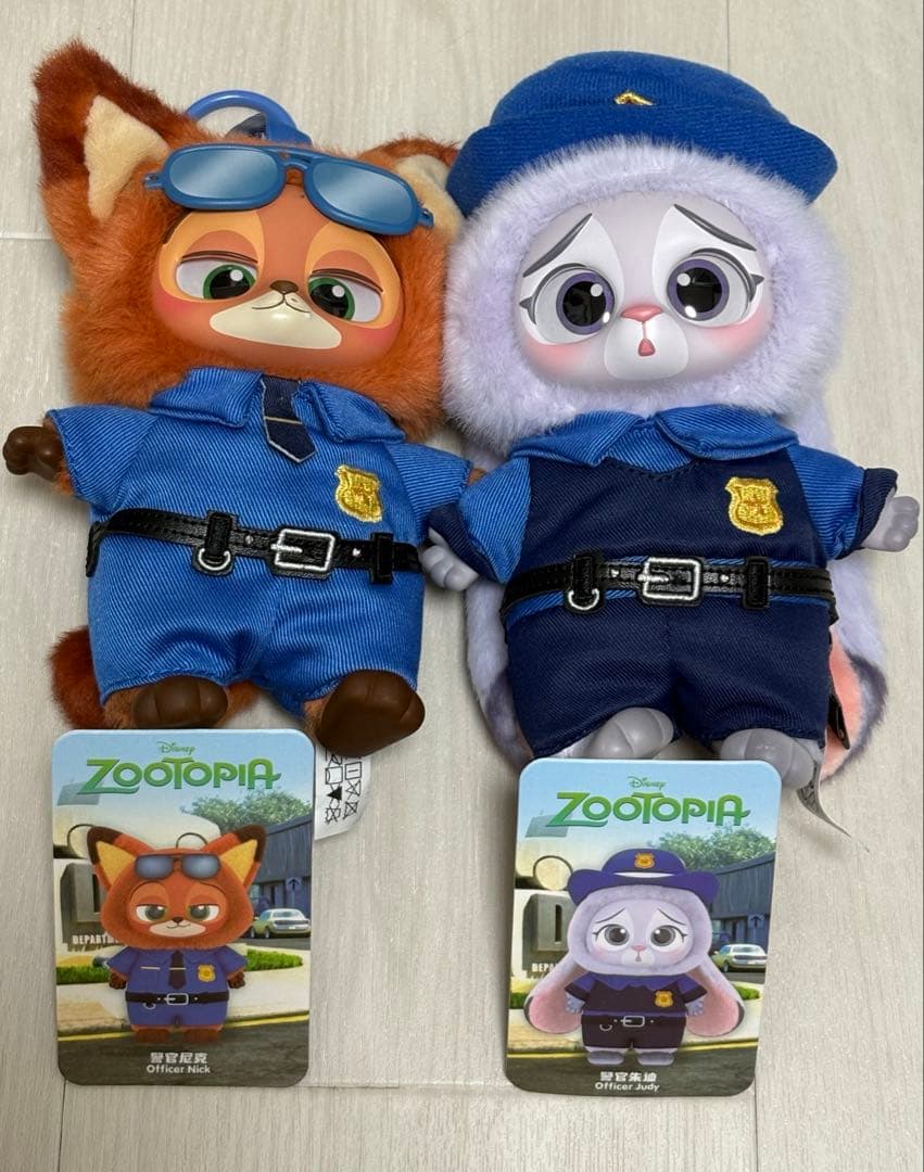 【2点セット】ズートピアMINISO ぬいぐるみペンダント 警官ニックジュディ