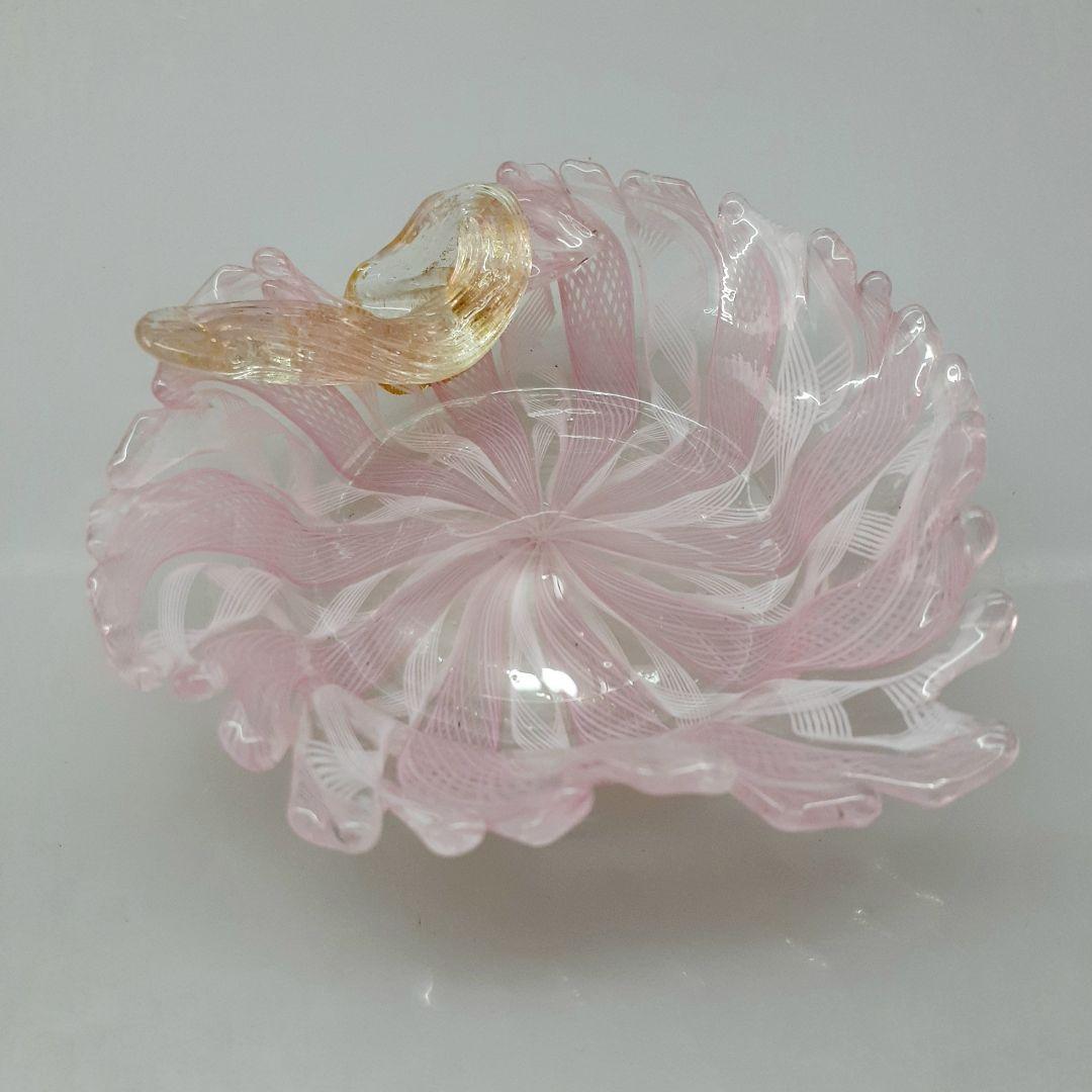 MURANO ムラノ 金彩 レース 木葉モチーフ 皿