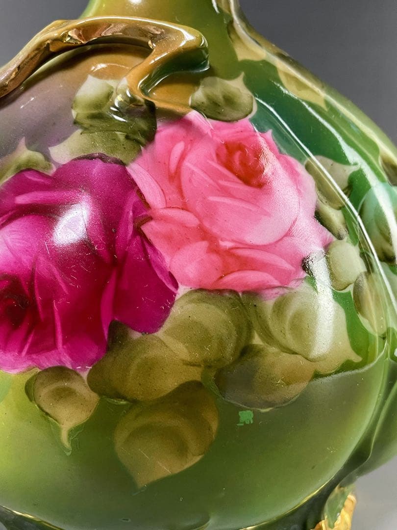 【美品】オールドノリタケ 22.8㎝ 薔薇文花瓶 金彩 バラ図 ばら 水差し