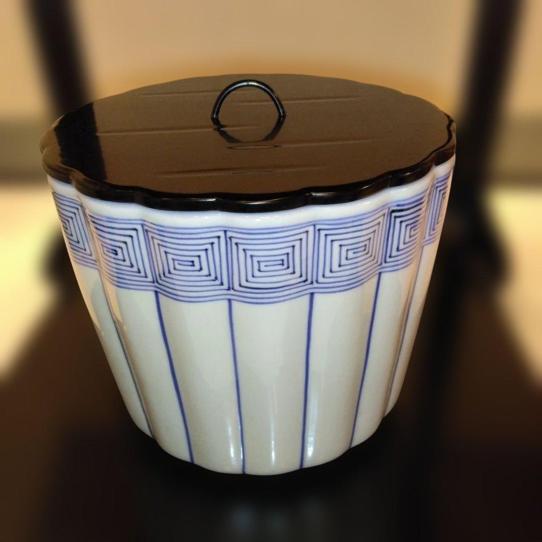 桶川水指 輪花 瓔珞紋 手塚祥堂作 共箱 茶道具