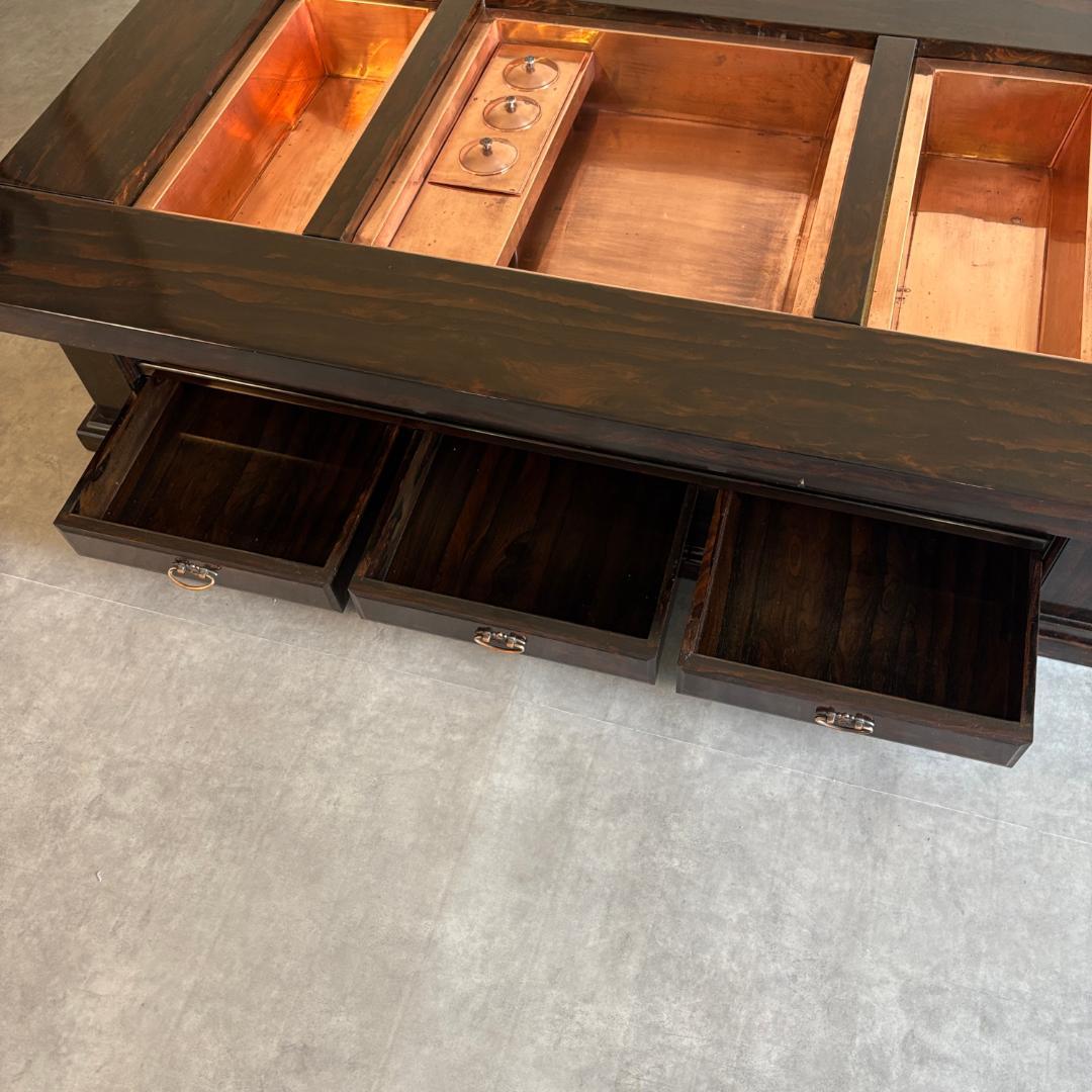 銘木　黒檀　囲炉裏テーブル　木製火鉢×座卓