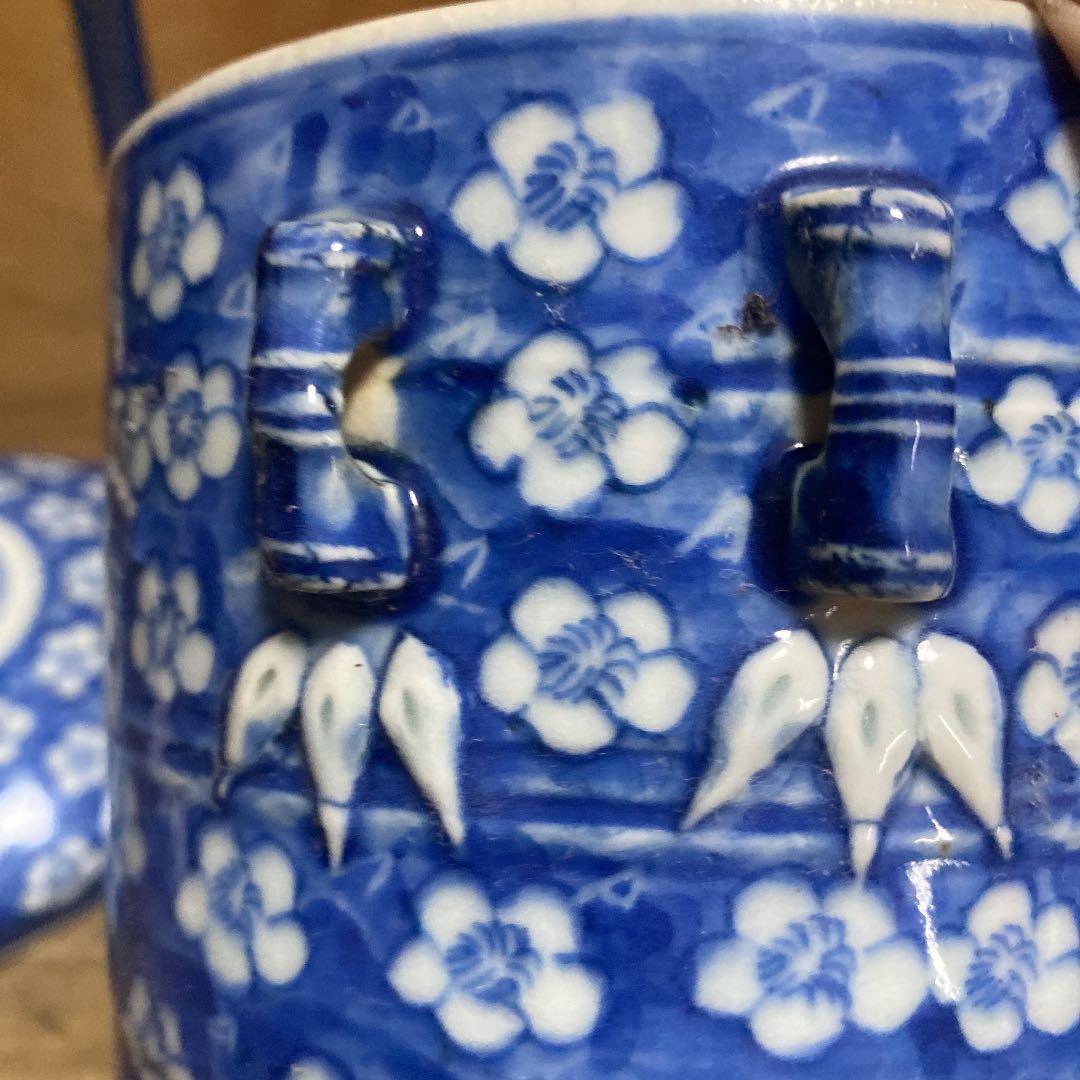 中国染付花づくし水指