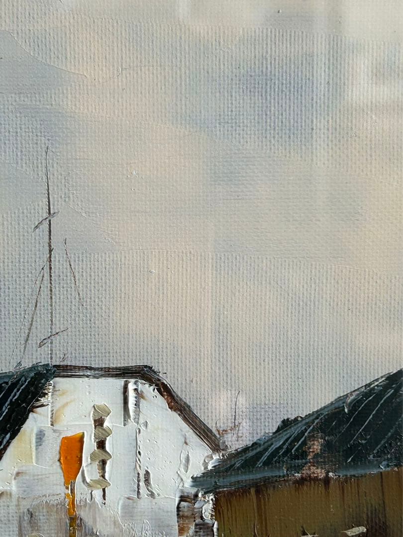 黒沢久 クロワジック港　港の風景 油彩画　フランス美術展出品