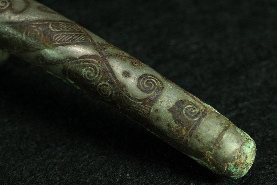 中国美術 青銅 銀象嵌 帯駒 古美術(K-BB491)
