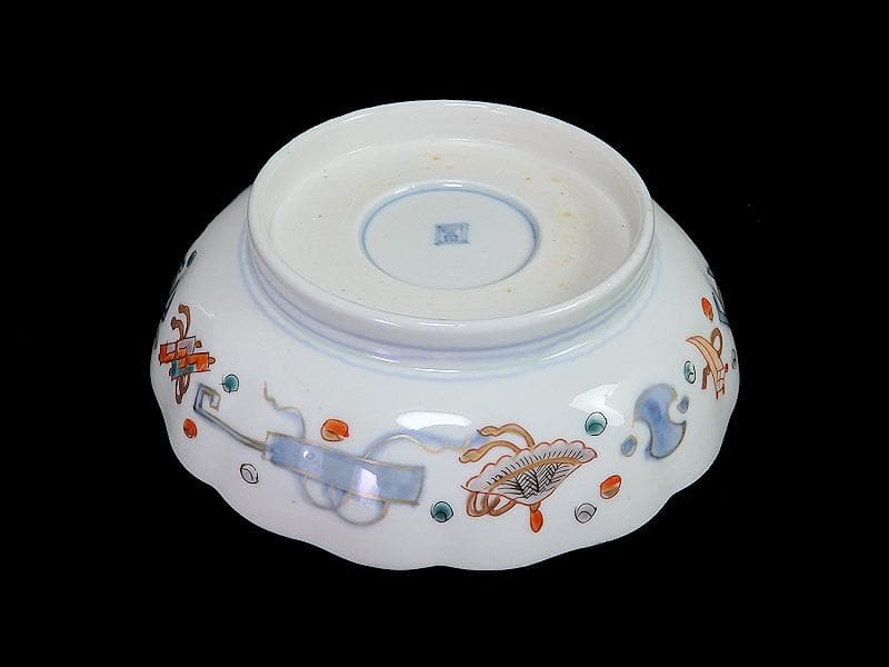 古伊万里　金襴手　松竹梅に鶴亀の図　膾皿　５客　D942AS-BNu