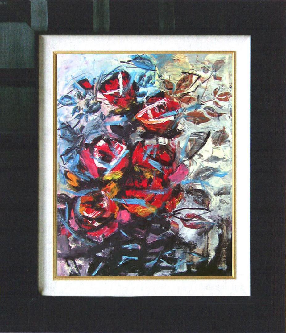 油絵 菅家令子 絵 絵画 インテリア uF6-050303 花 ばら