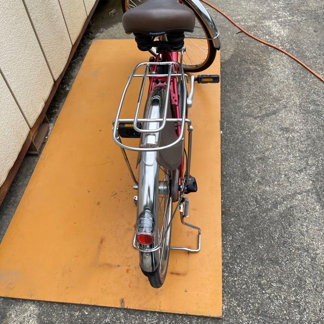 電動アシスト自転車 赤 シティタイプ バスケット付き 24インチ