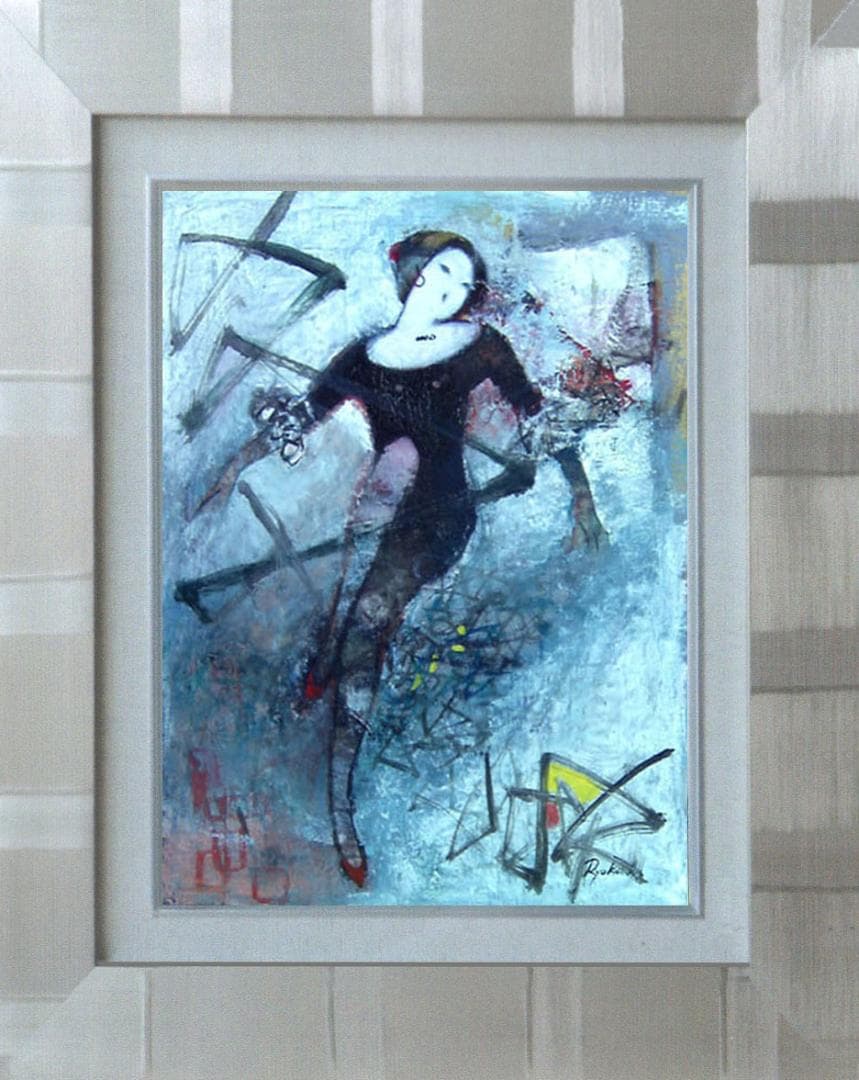 油絵 菅家令子 絵 絵画 インテリア 額付(白) F6-212023 人物 女性