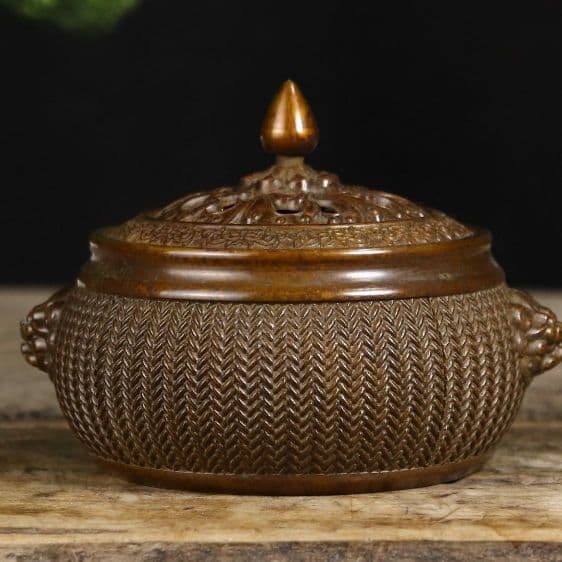 銅器 蘇工 竹編香薫炉 銅香炉 茶道香薫炉 香道具 装飾品 工芸品 置物