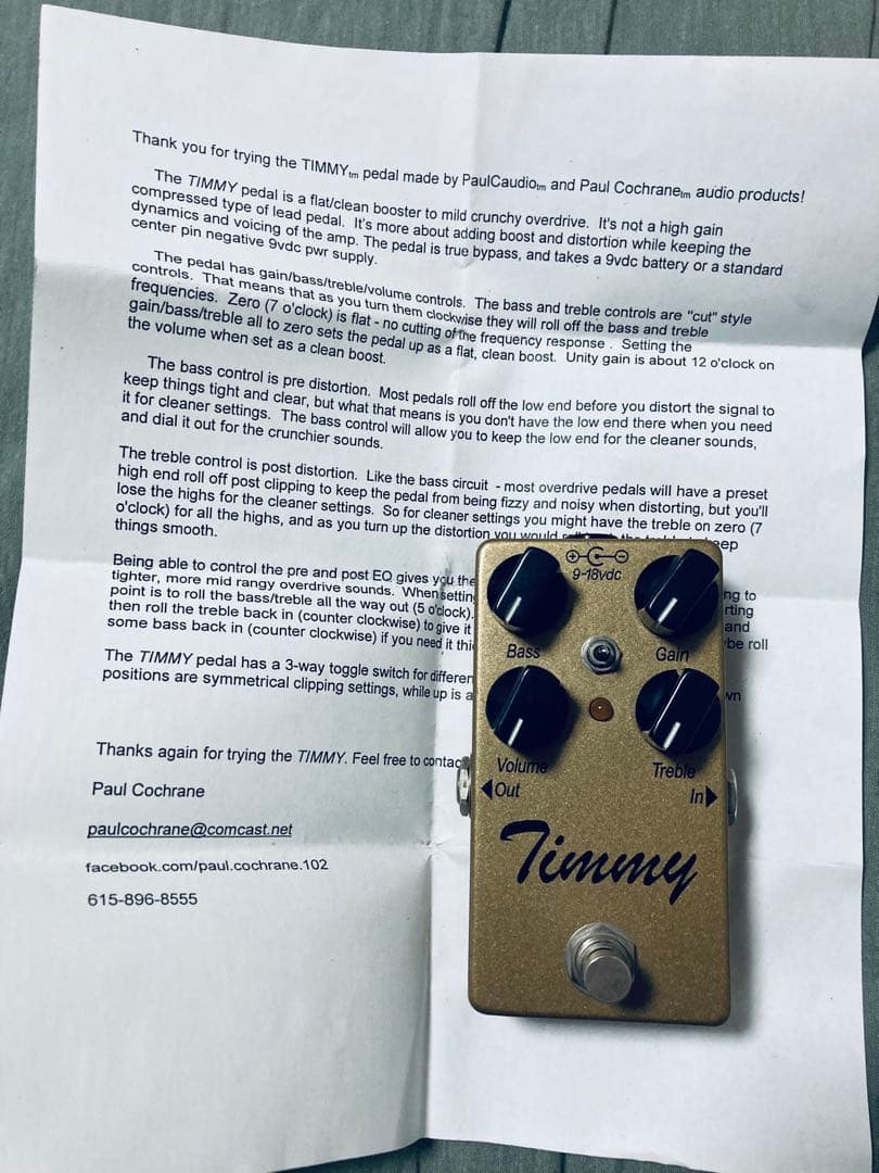 ギター Paul Cochrane Timmy Overdrive v2 Gold