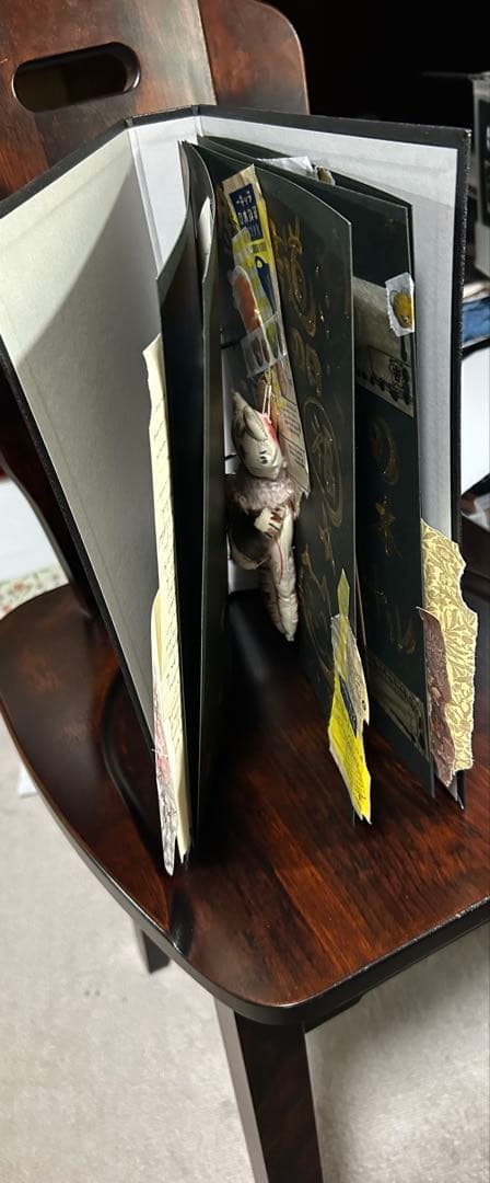 艶猫旅｜黒×金 作品ジャンクジャーナル5枚セット猫足跡merci紙ものコラージュ
