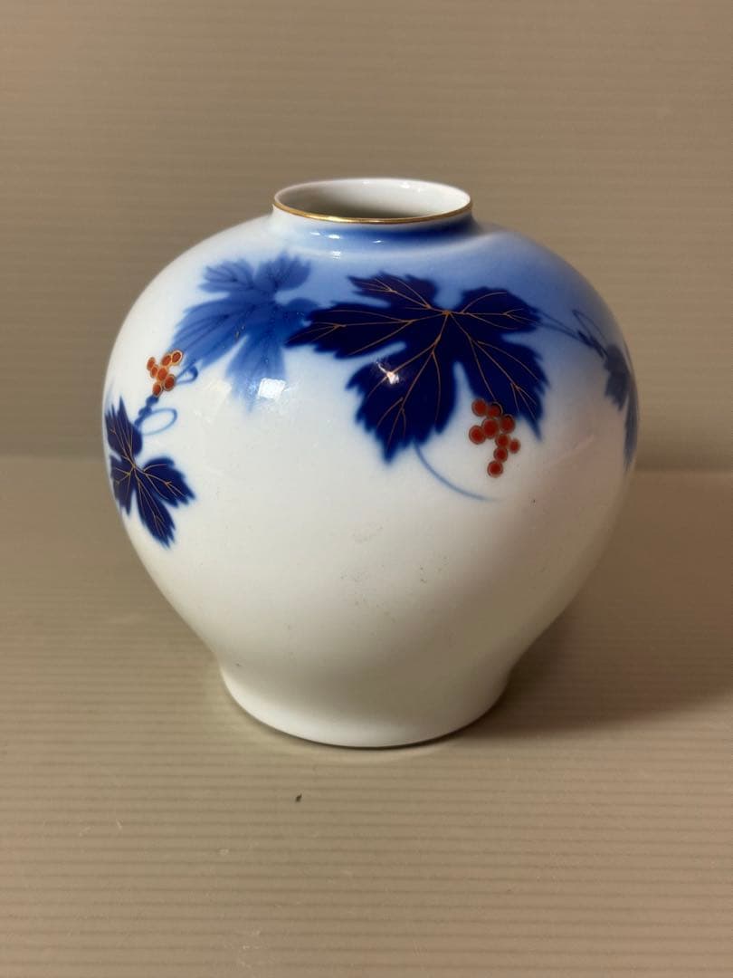 2899 深川製磁　葡萄瑠璃　小花瓶　未使用