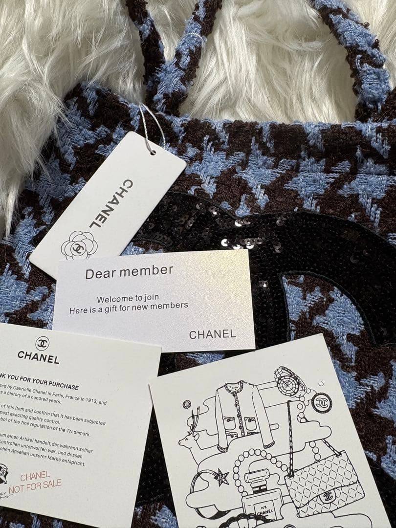 シャネル CHANEL 千鳥 ブルー スパンコール トートバッグ